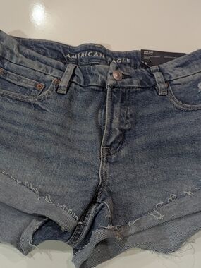 American Eagle Outfitters Medium Blue Raw-Hem Denim Shorts